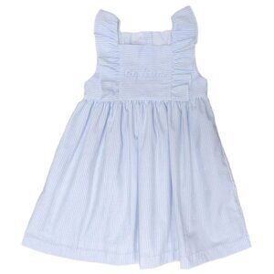 James & Lottie Boutique "Big Sister" Blue & White Striped Sadie Dress Size 4T NW